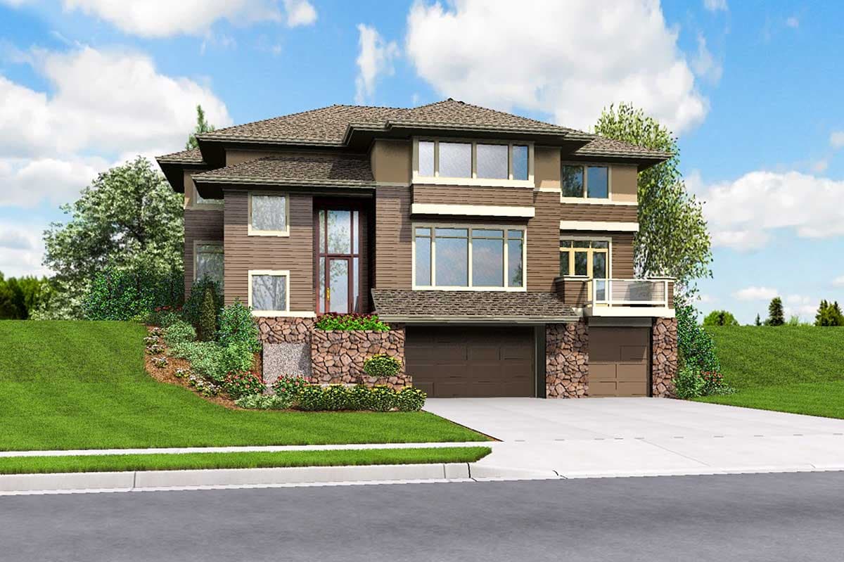 Plan 69453AM: Modern Prairie House Plan For Upsloping Hillside Lots - Image #7 - Contemporary, Modern, Northwest, Prairie