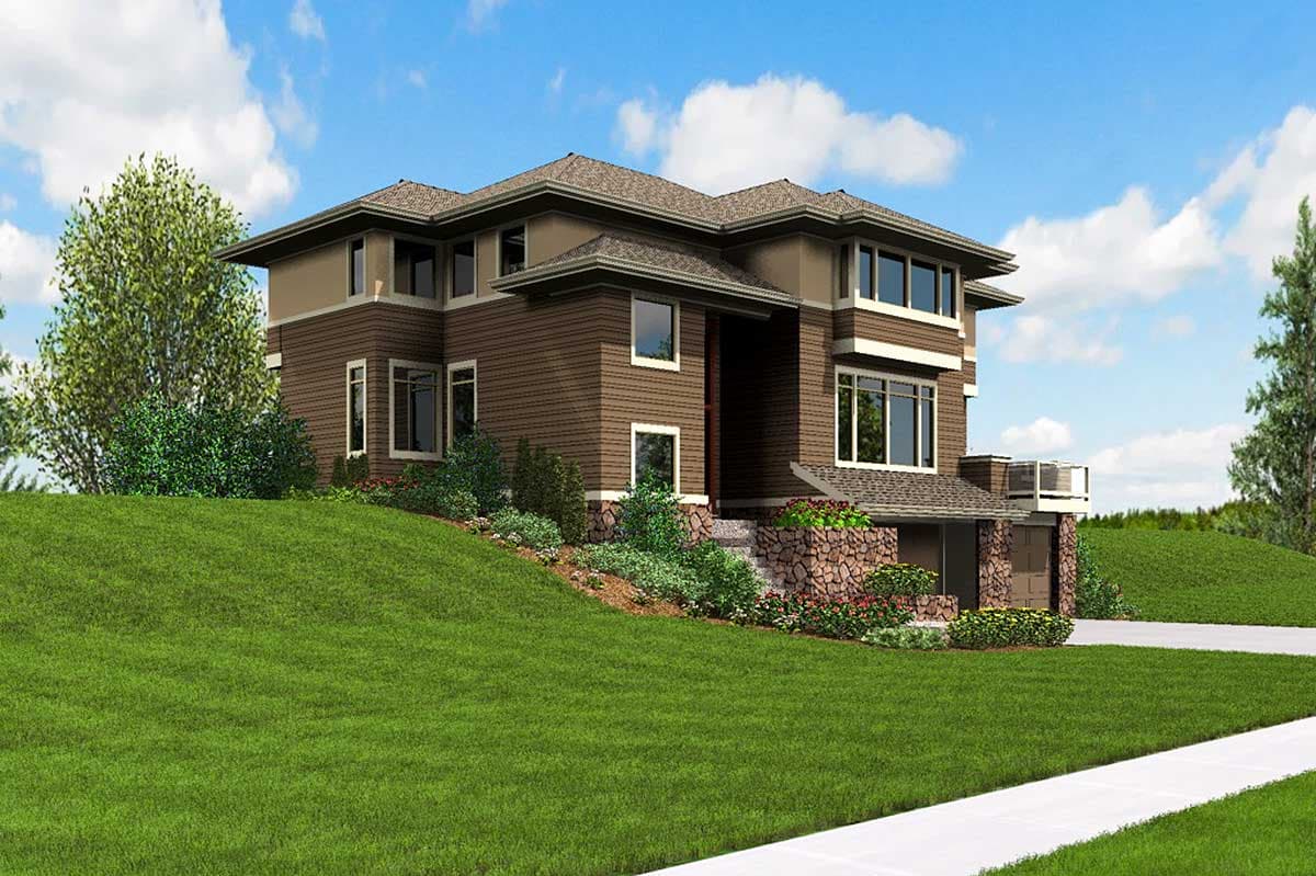 Plan 69453AM: Modern Prairie House Plan For Upsloping Hillside Lots - Image #8 - Contemporary, Modern, Northwest, Prairie