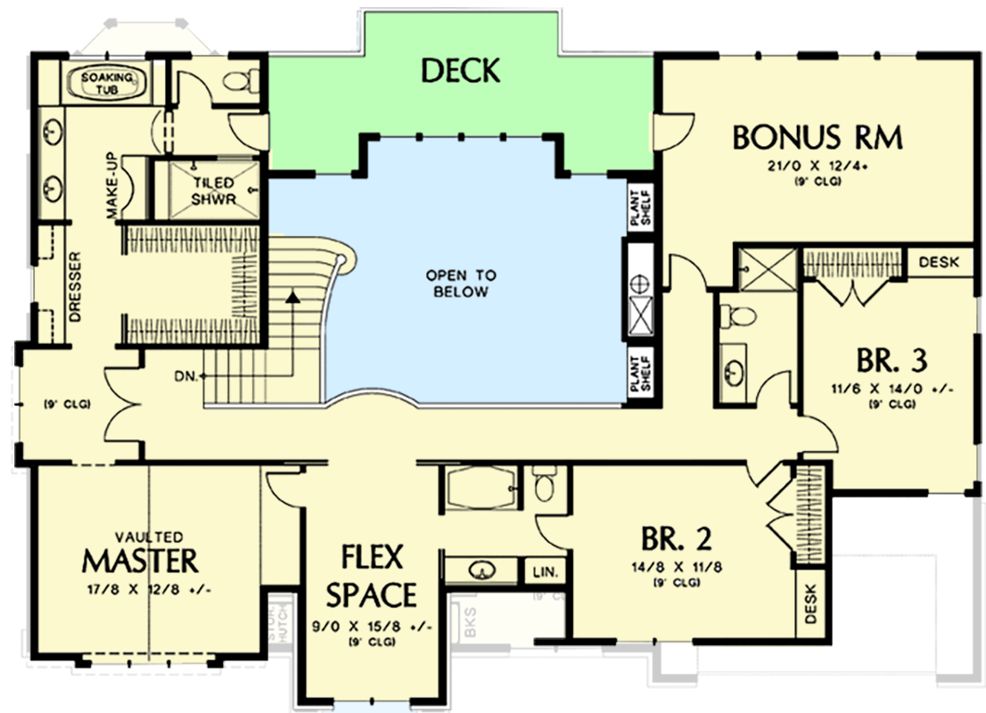 Plan 69455AM: Classic Tudor With Modern Conveniences - Floor Plan - 2nd Floor - European, Tudor