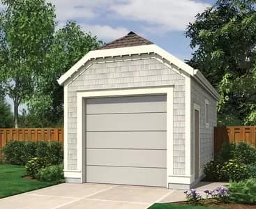 Shingled Garage with Clipped Roof