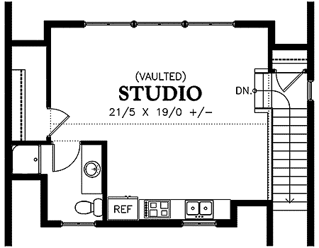 Plan 69472AM: Garage Studio with Shed Dormer - Floor Plan - 2nd Floor - Carriage, Cottage