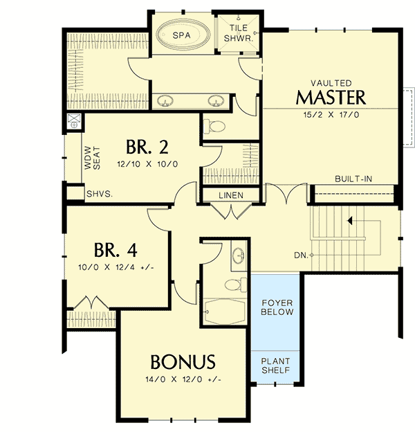 Plan 69475AM: Craftsman Home Plan with a Vaulted Master and Den - Floor Plan - Second Level - Craftsman, Northwest