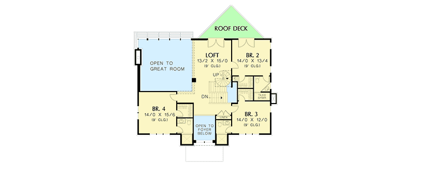 Plan 69479AM: Unique Design with Crows Nest - Floor Plan - 2nd Floor - Contemporary, Northwest