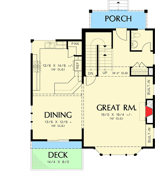 Plan 69485AM: 3 or 4 Bedroom Dutch Colonial Cottage House Plan - 2178 Sq Ft - Floor Plan - Main Level - Colonial, European, Northwest, Traditional, Victorian