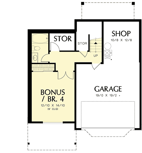Plan 69485AM: 3 or 4 Bedroom Dutch Colonial Cottage House Plan - 2178 Sq Ft - Floor Plan - Lower Level - Colonial, European, Northwest, Traditional, Victorian