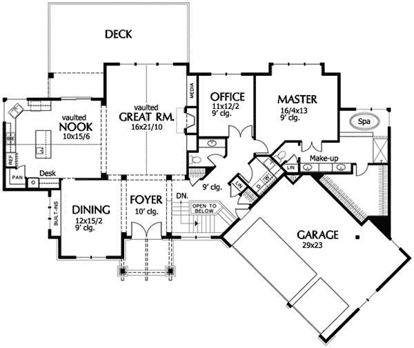 Plan 69496AM: Open Plan with Gourmet Kitchen - Floor Plan - Main Level - Craftsman, Mountain, Northwest, Ranch