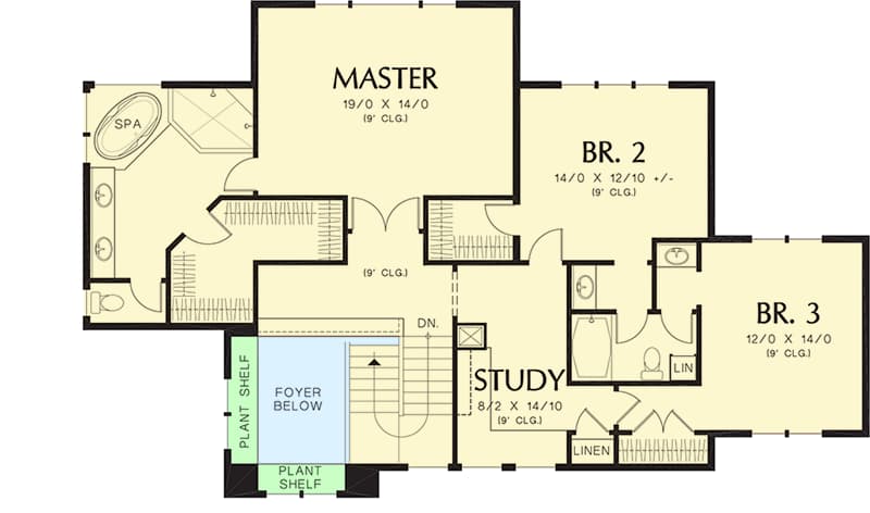 Plan 69498AM: Prairie Influences - Floor Plan - Second Level - Craftsman, Northwest, Prairie