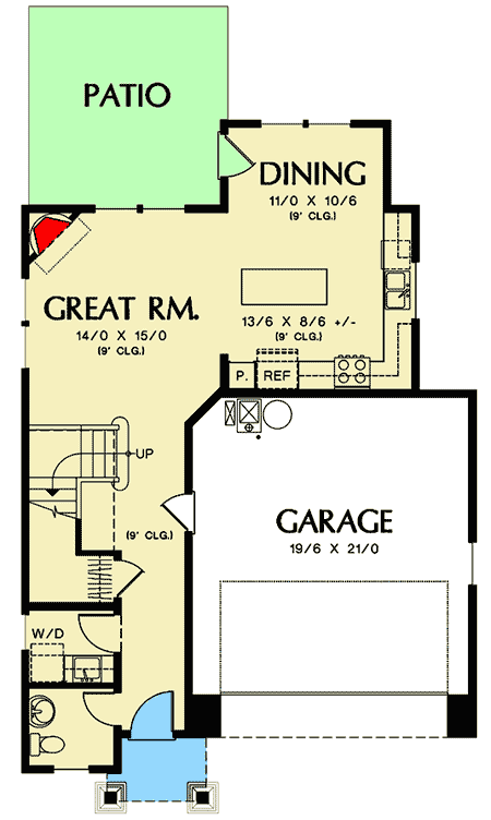 Plan 69501AM: Narrow Lot Craftsman Home Plan - Floor Plan - Main Level - Craftsman, Northwest