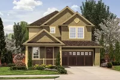 Narrow Lot Craftsman House Plan - 1592 Sq Ft