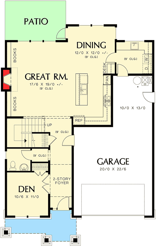 Plan 69504AM: Craftsman Home Plan with Three or Four Bedrooms - Floor Plan - Main Level - Craftsman, Northwest
