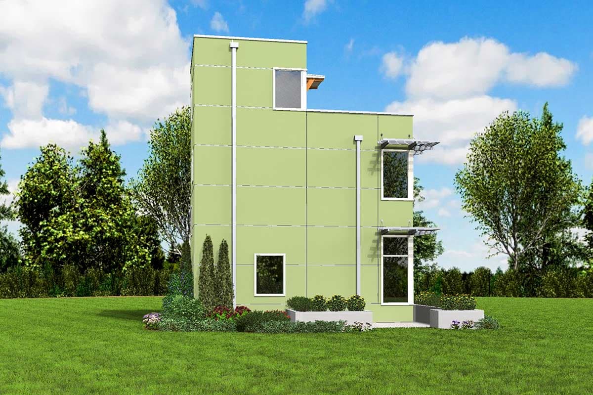 Plan 69509AM: 3-Story Contemporary Beach or Guest House - 728 Sq Ft - Image #8 - Modern, Vacation