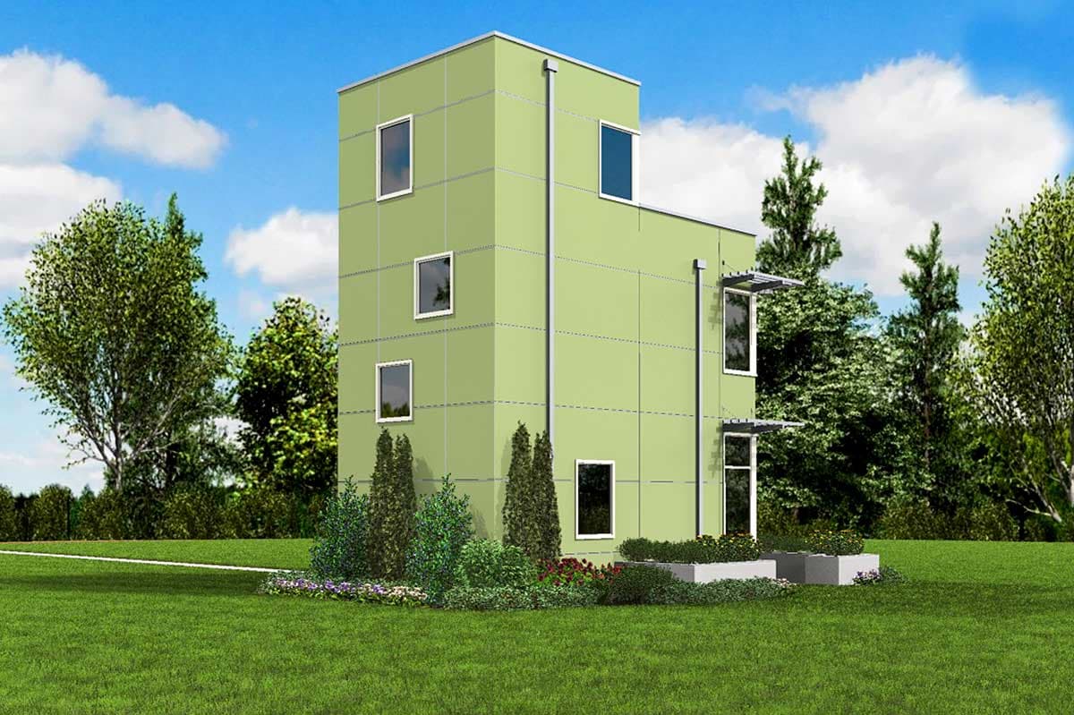 Plan 69509AM: 3-Story Contemporary Beach or Guest House - 728 Sq Ft - Image #9 - Modern, Vacation