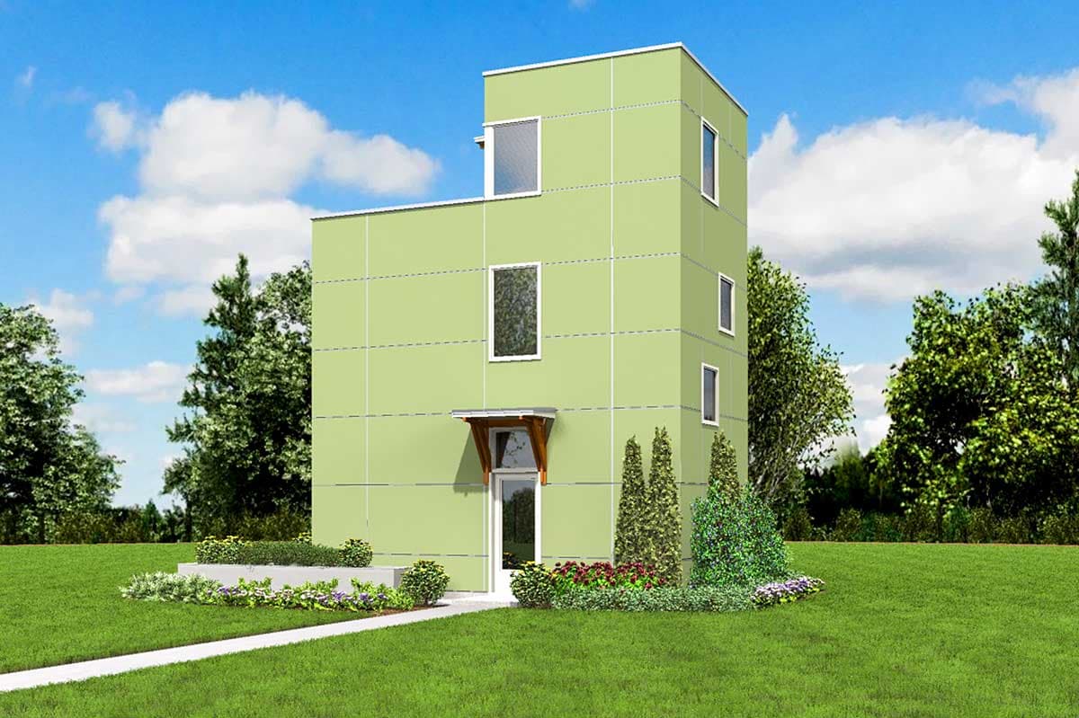 Plan 69509AM: 3-Story Contemporary Beach or Guest House - 728 Sq Ft - Image #12 - Modern, Vacation