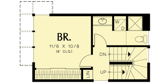 Plan 69509AM: 3-Story Contemporary Beach or Guest House - 728 Sq Ft - Floor Plan - 2nd Floor - Modern, Vacation