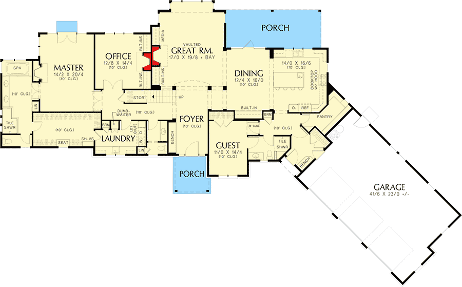 Plan 69511AM: Mountain Home Plan Ideal for Acreage - Floor Plan - Main Level - Craftsman, Mountain