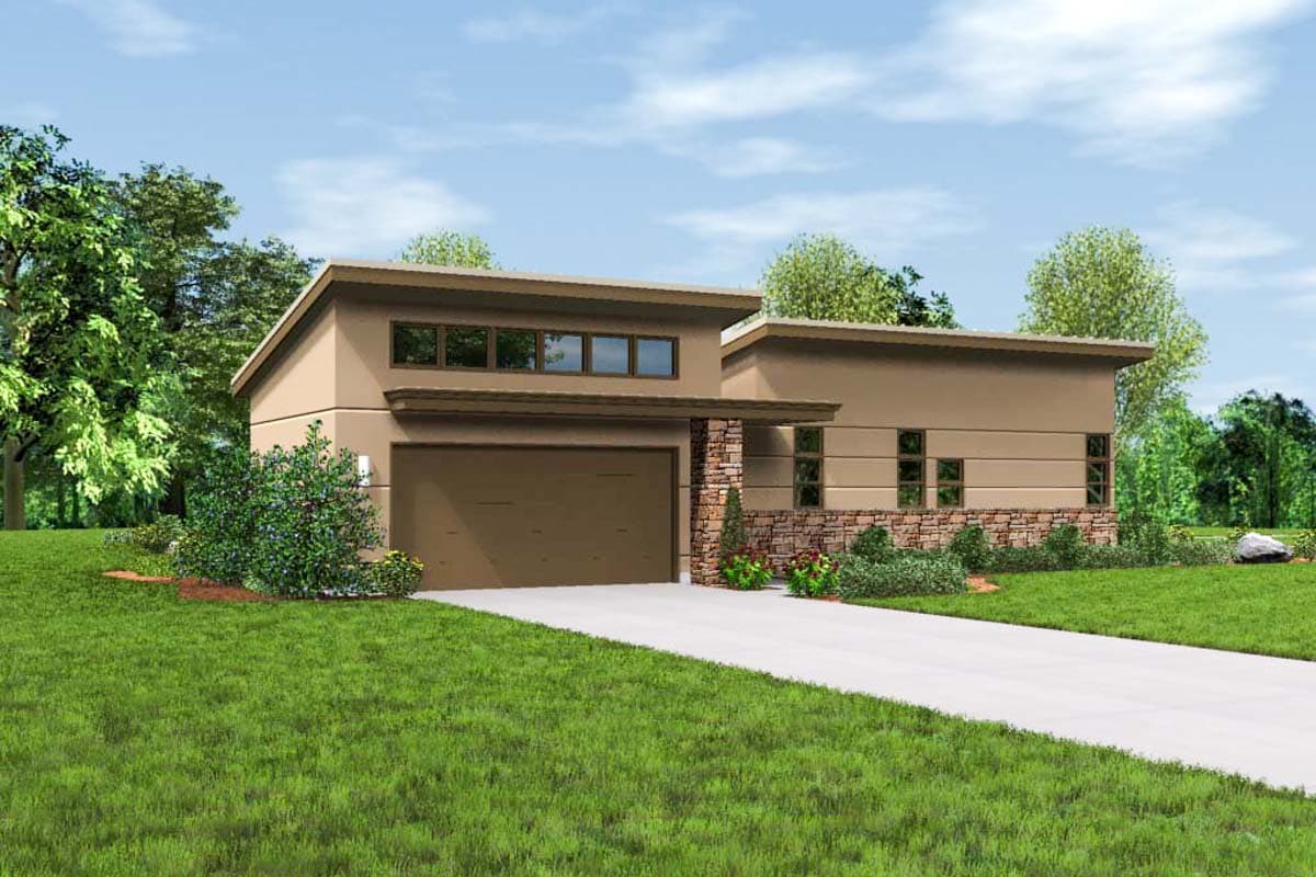 Plan 69512AM: Angular Contemporary with Courtyard - 2507 Sq Ft - Image #7 - Mid Century Modern, Modern, Prairie