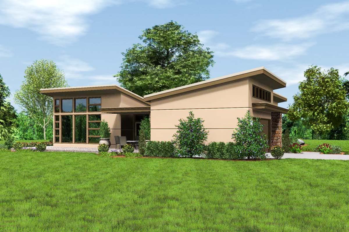 Plan 69512AM: Angular Contemporary with Courtyard - 2507 Sq Ft - Image #8 - Mid Century Modern, Modern, Prairie