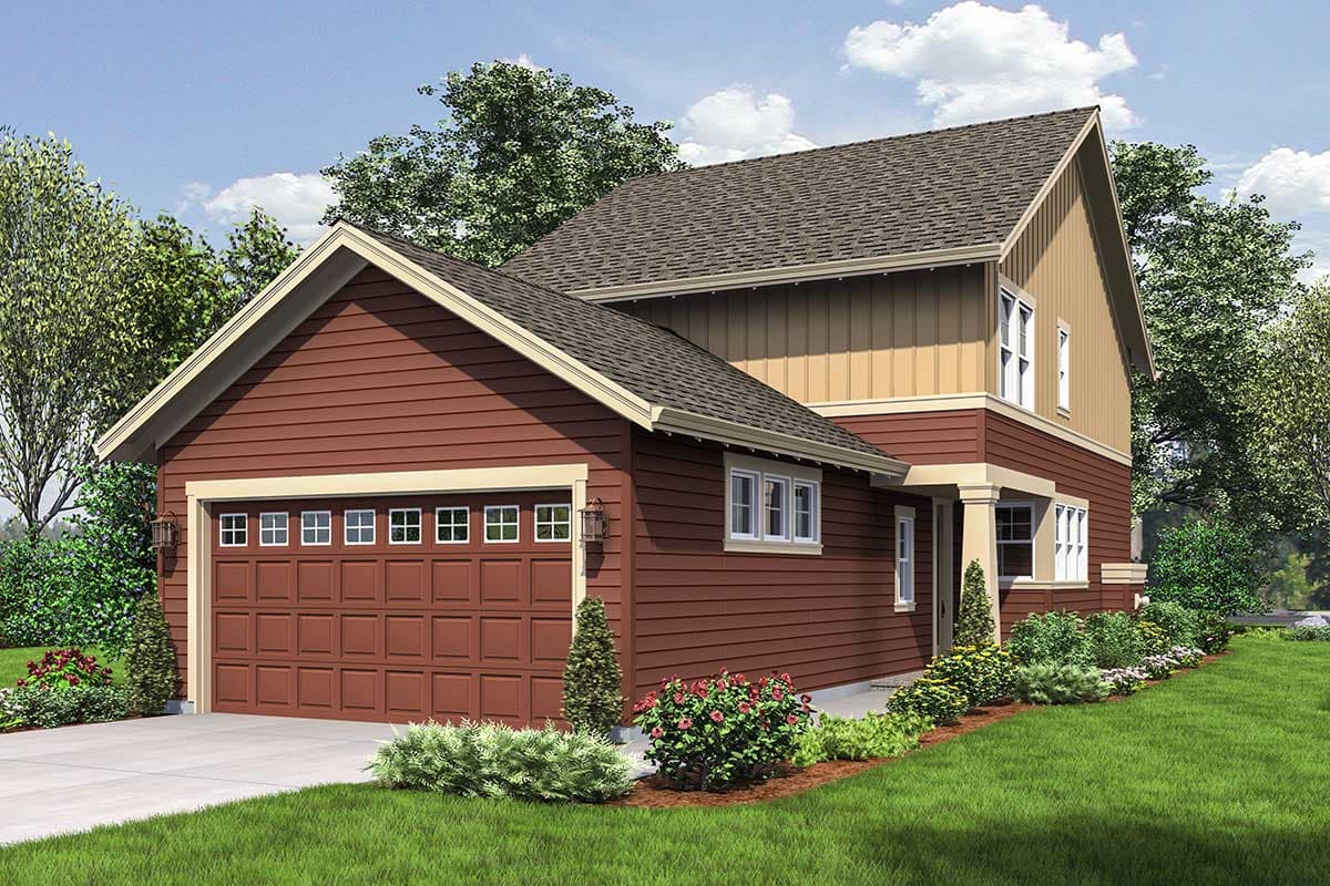 Plan 69518AM: Narrow Home Plan with Rear Garage - 1636 Sq Ft - Image #9 - Cottage, Craftsman, Northwest