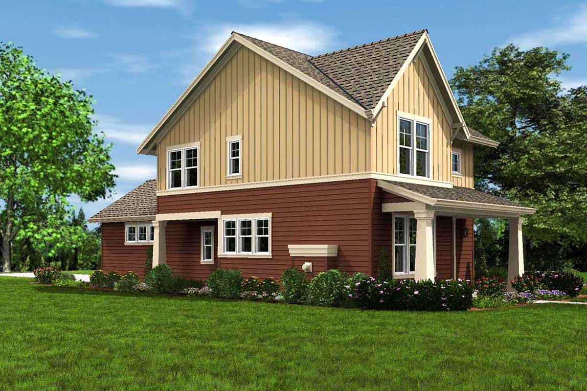 Plan 69518AM: Narrow Home Plan with Rear Garage - 1636 Sq Ft - Image #5 - Cottage, Craftsman, Northwest