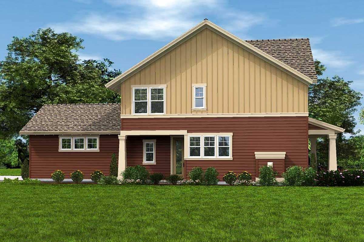 Plan 69518AM: Narrow Home Plan with Rear Garage - 1636 Sq Ft - Image #6 - Cottage, Craftsman, Northwest
