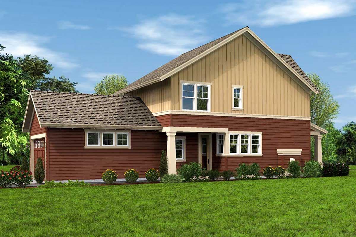 Plan 69518AM: Narrow Home Plan with Rear Garage - 1636 Sq Ft - Image #7 - Cottage, Craftsman, Northwest