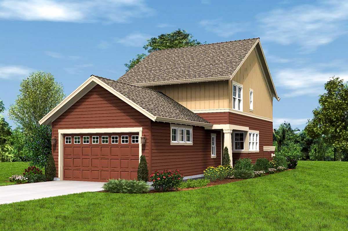 Plan 69518AM: Narrow Home Plan with Rear Garage - 1636 Sq Ft - Image #8 - Cottage, Craftsman, Northwest