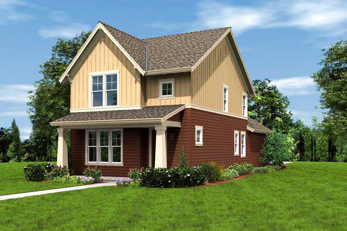 Plan 69518AM: Narrow Home Plan with Rear Garage - 1636 Sq Ft - Image #14 - Cottage, Craftsman, Northwest