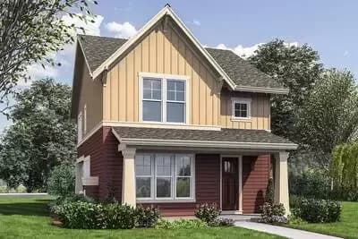 Narrow Home Plan with Rear Garage - 1636 Sq Ft