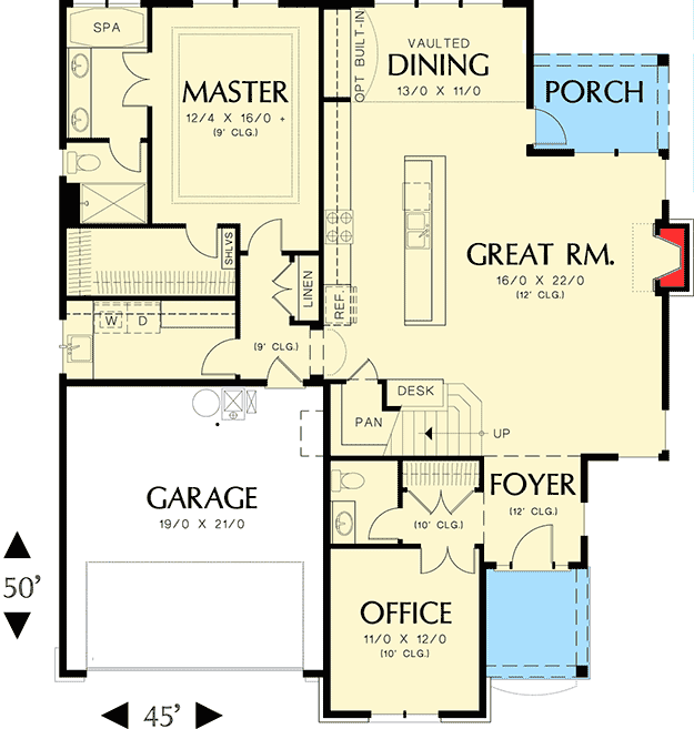 Plan 6952AM: Two-Story Home Plan with Open Living Area - Floor Plan - Main Level - Traditional