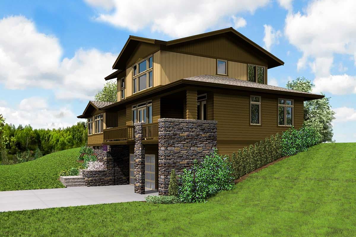 Plan 69520AM: Craftsman for Uphill Sloping Lot - Image #11 - Craftsman, Northwest