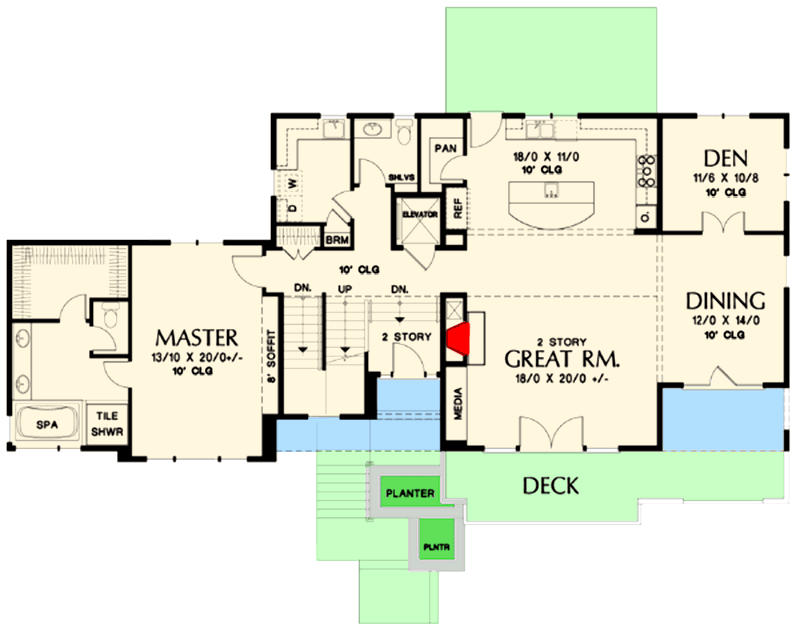 Plan 69520AM: Craftsman for Uphill Sloping Lot - Floor Plan - Main Level - Craftsman, Northwest