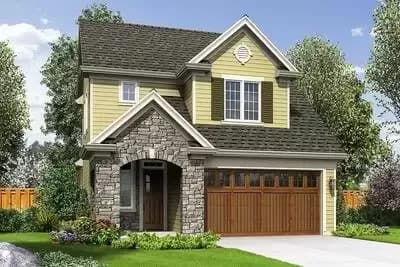Narrow Lot Traditional House Plan - 1712 Sq Ft