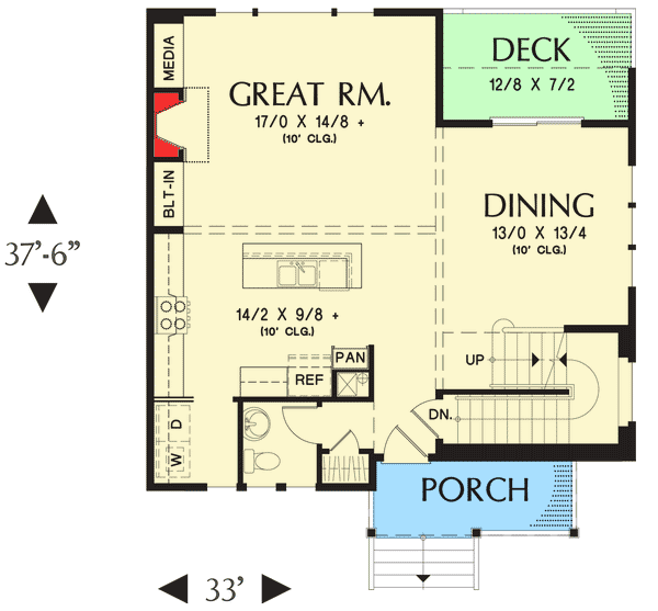 Plan 69551AM: Compact Hillside House Plan - Floor Plan - Main Level - Northwest, Traditional
