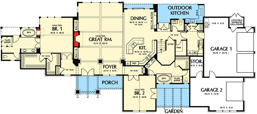 Plan 69565AM: Marvelous Northwest Home Plan - Floor Plan - Main Level - Craftsman, Northwest