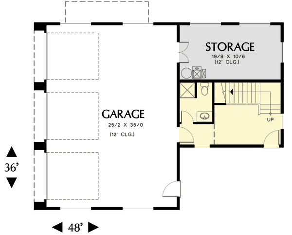 Plan 69570AM: Detached Garage With Guest House Potential - Floor Plan - Main Level - Carriage