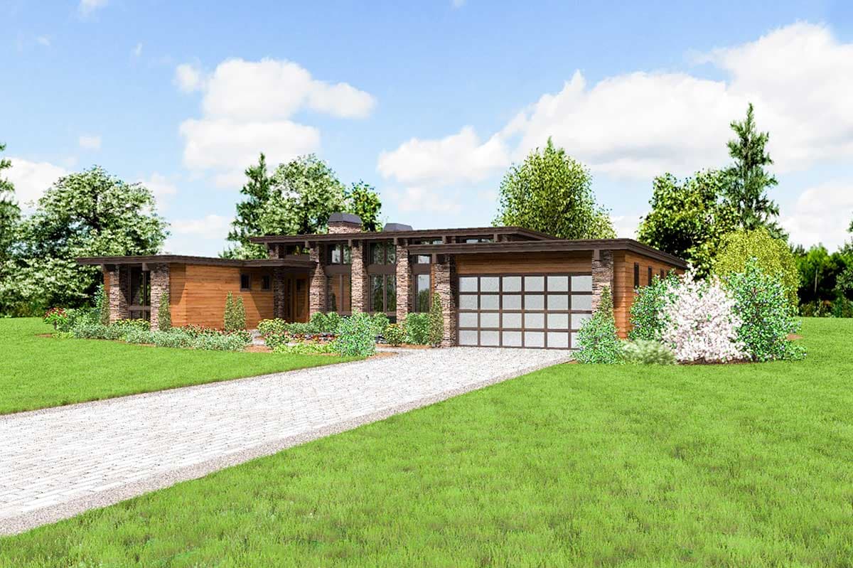 Plan 69587AM: Modern House Plan with Front To Back Living - 2557 Sq Ft - Image #23 - Contemporary, Mid Century Modern, Modern, Northwest