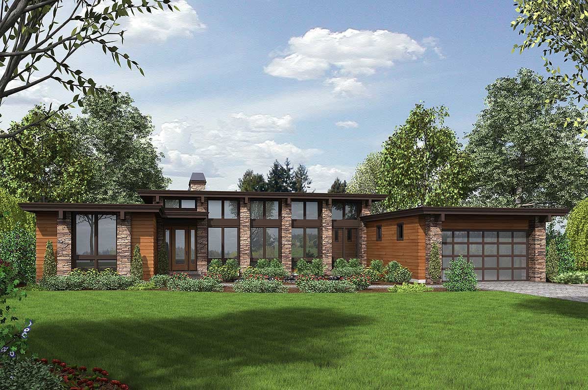 Plan 69587AM: Modern House Plan with Front To Back Living - 2557 Sq Ft - Image #12 - Contemporary, Mid Century Modern, Modern, Northwest