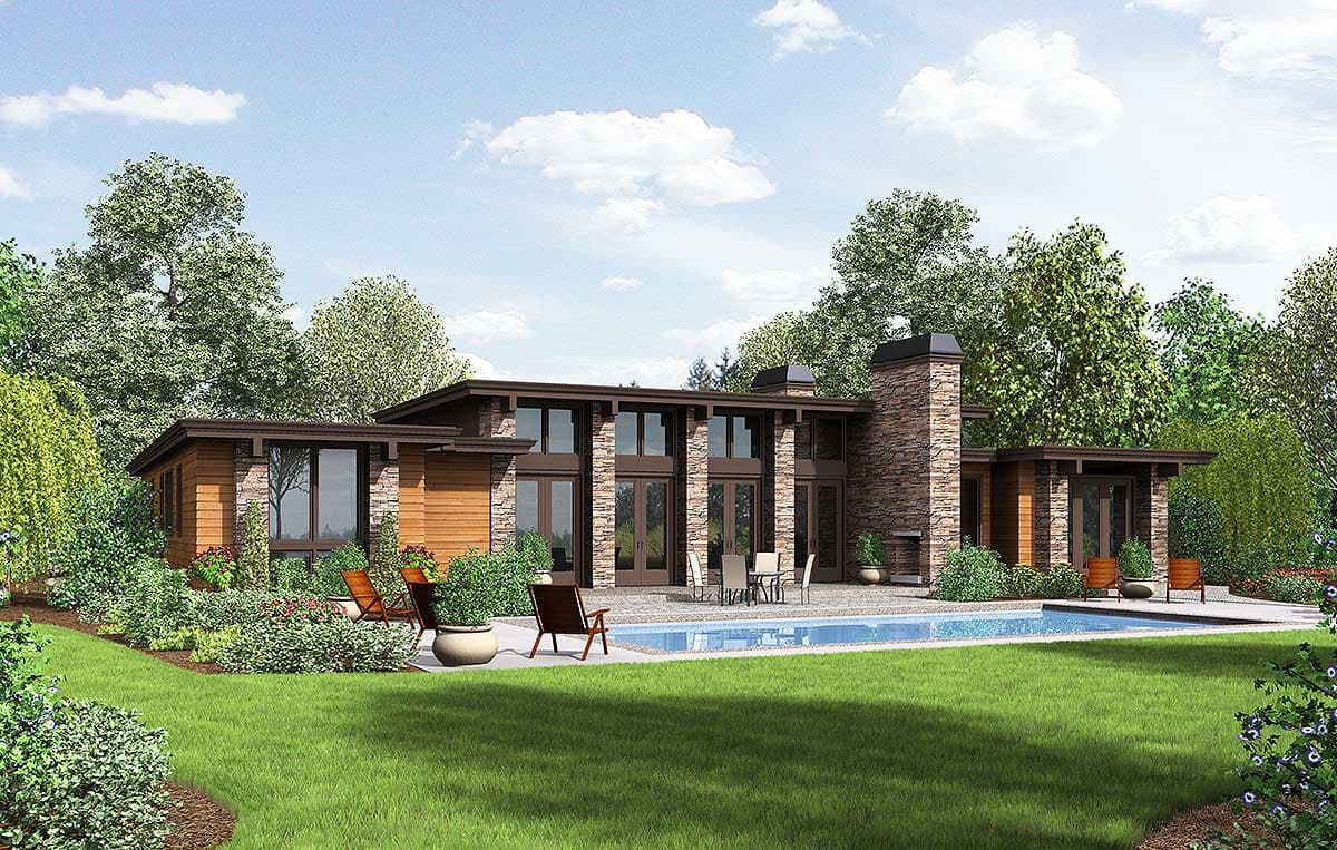 Plan 69587AM: Modern House Plan with Front To Back Living - 2557 Sq Ft - Image #13 - Contemporary, Mid Century Modern, Modern, Northwest