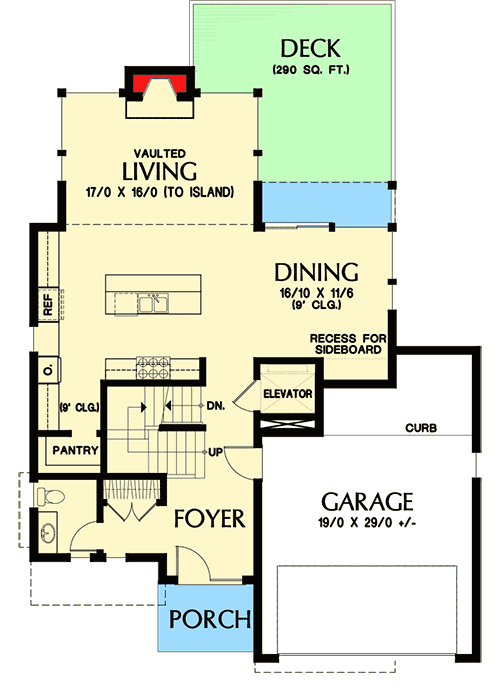 Plan 69588AM: Contemporary Beauty For Sloping Lot - Floor Plan - Main Level - Mid Century Modern, Modern, Northwest