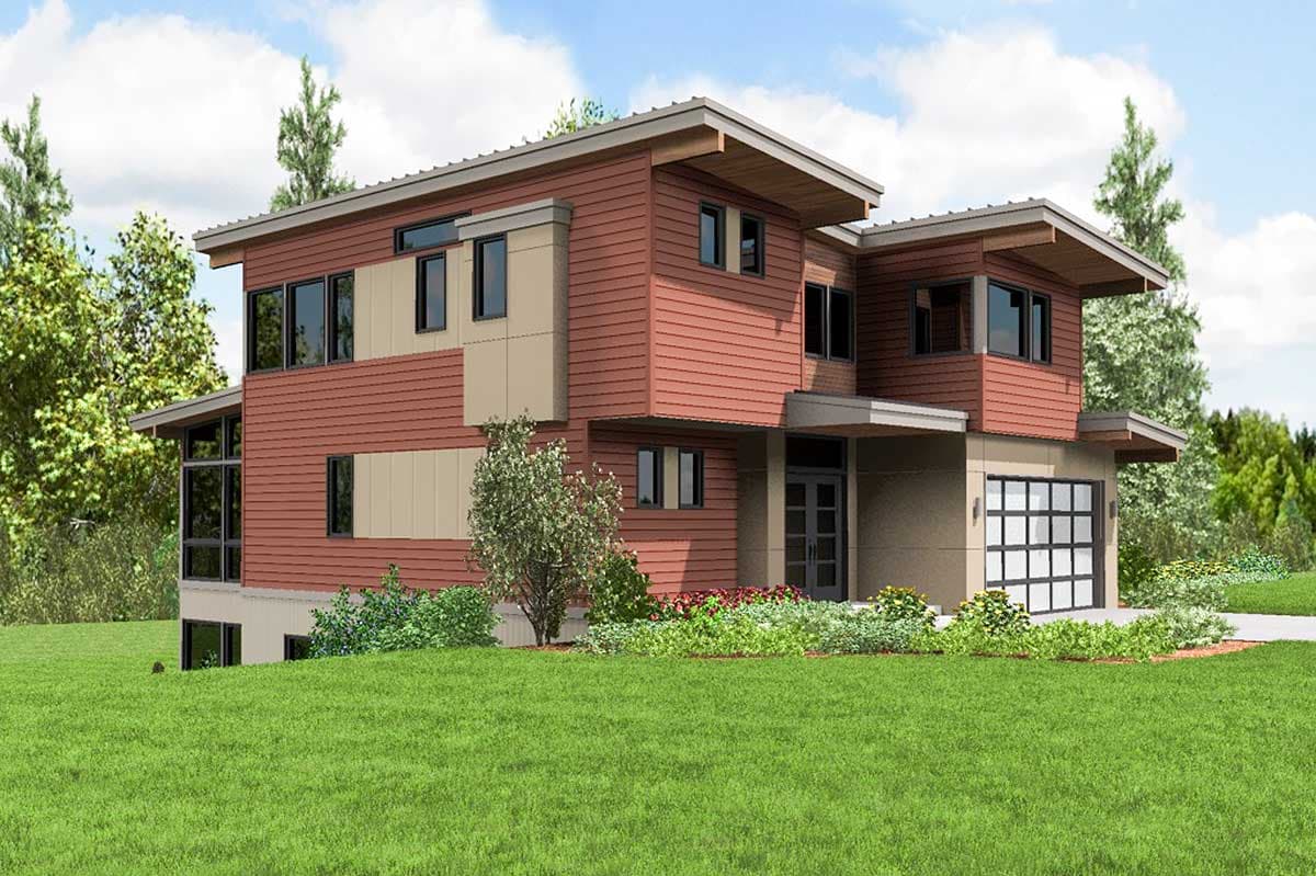 Plan 69588AM: Contemporary Beauty For Sloping Lot - Image #14 - Mid Century Modern, Modern, Northwest