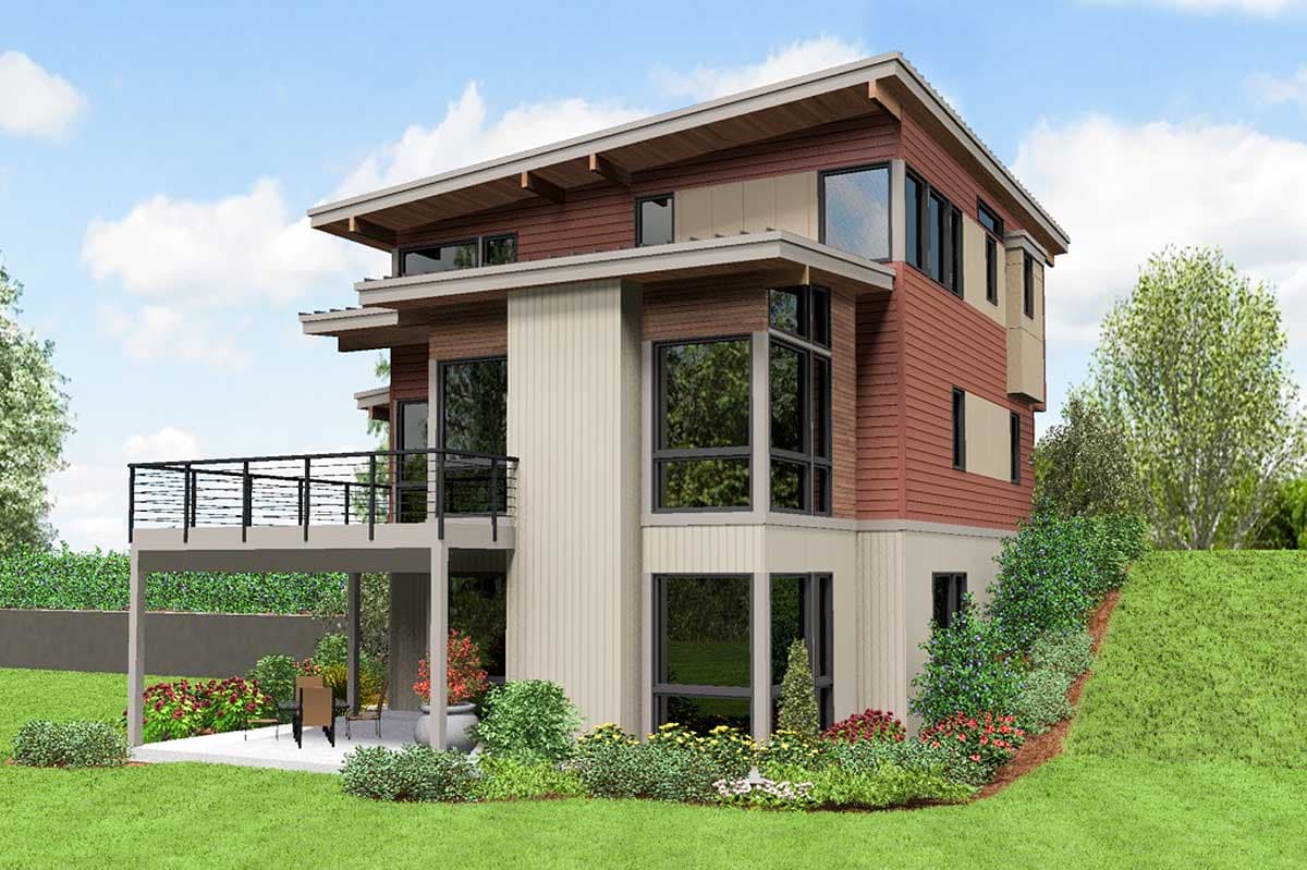 Plan 69588AM: Contemporary Beauty For Sloping Lot - Image #17 - Mid Century Modern, Modern, Northwest