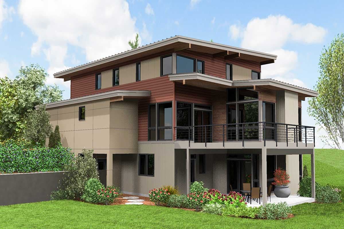 Plan 69588AM: Contemporary Beauty For Sloping Lot - Image #19 - Mid Century Modern, Modern, Northwest