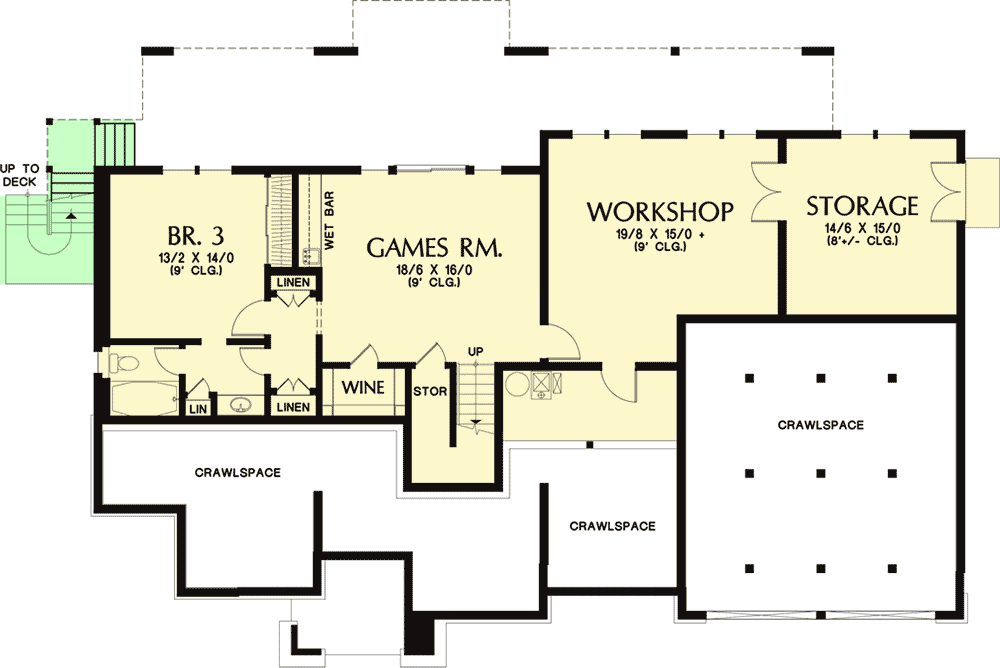 Plan 69589AM: Craftsman Ranch Home with Lower Level - Floor Plan - Basement - Craftsman, Northwest, Ranch