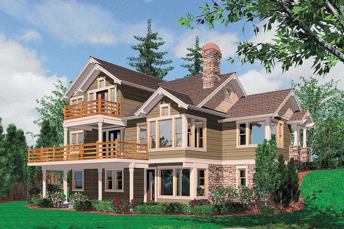 Plan 6959AM: Craftsman House Plan with Lower Level Rec Room and Wine Cellar - 3148 Sq Ft - Image #6 - Craftsman, Mountain, Northwest