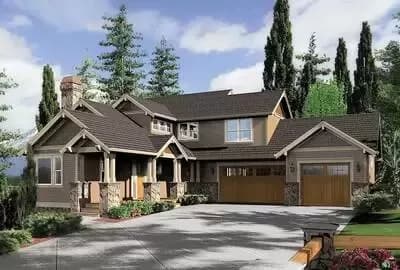 Craftsman House Plan with Lower Level Rec Room and Wine Cellar - 3148 Sq Ft