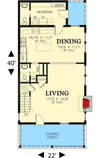 Plan 69592AM: Attractive 3-Bed House Plan with Gable Roof - Floor Plan - Main Level - Cottage, Traditional