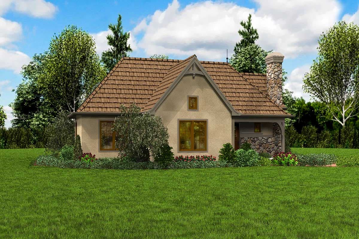 Plan 69593AM: 2 Bed Tiny Cottage House Plan - 782 Sq Ft - Image #5 - Cottage, European