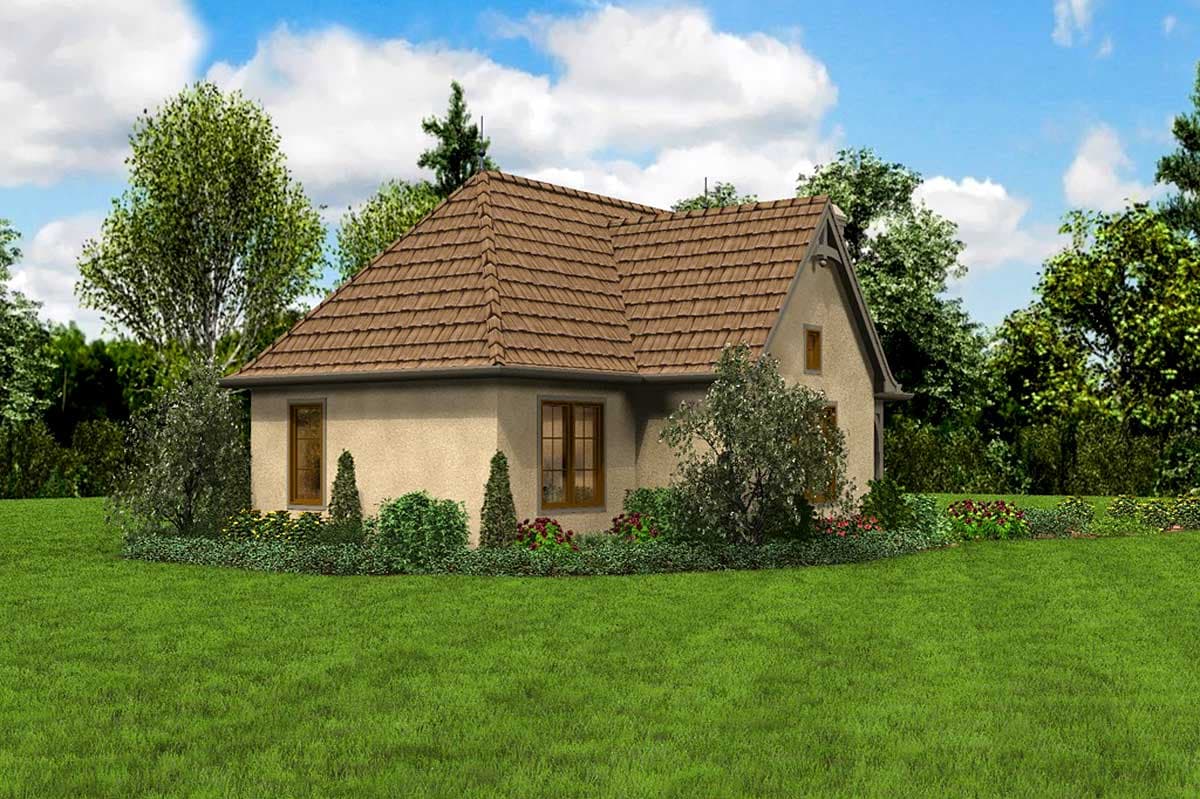 Plan 69593AM: 2 Bed Tiny Cottage House Plan - 782 Sq Ft - Image #6 - Cottage, European