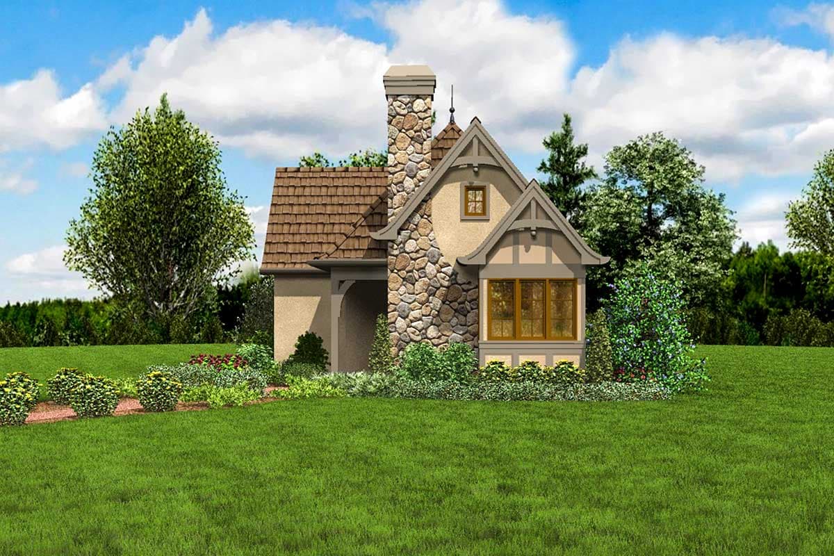 Plan 69593AM: 2 Bed Tiny Cottage House Plan - 782 Sq Ft - Image #12 - Cottage, European