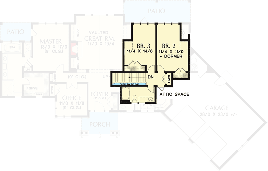 Plan 69594AM: Rugged Craftsman with Angled Garage - Floor Plan - 2nd Floor - Craftsman, Mountain, Northwest, Rustic